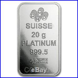 20 gram Platinum Bar PAMP Suisse (In Assay) SKU #96422