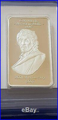 2007 Malta Lombard Bank Silver Ingot 100g Caravaggio + COA + NUMBERED BOOKLET