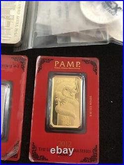 2012 PAMP SUISSE GOLD 1 OZ LUNAR DRAGON SEALED BAR With ASSAY CARD. RARE
