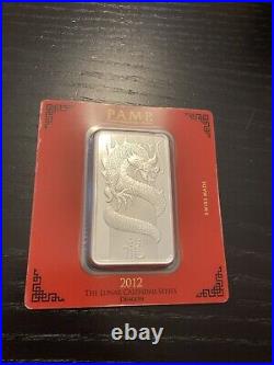 2012 Year of The Dragon, Pamp Suisse, 100g Silver Bar