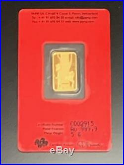 2014 Pamp Suisse Lunar Horse 5 Gram Gold Bar In Assay Card 999.9