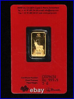 2015 Pamp Suisse 5 Gram Gold Bar Lunar Calendar Series Goat Sealed OGP Assay