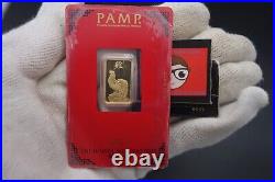 2017 5 gram Gold Bar PAMP Suisse Lunar Year of the Rooster 999.9 Pure w. COA