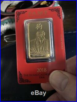 2018 Chinese New Year PAMP Year of the Dog 1oz 24ct Suisse Gold Bar AU999.9 Mint