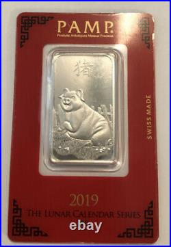 2019 1 oz Pamp Suisse Platinum Bar Lunar Year of Pig #513/1000 in Assay