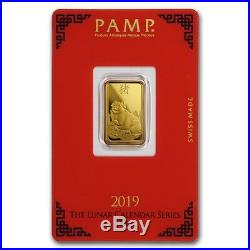 2019 5GRAM. 9999 GOLD YEAR of the PIG PAMP SUISSE SEALED BAR $314.88