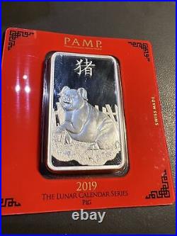 2019 Pig Lunar Series 100 Grams. 9999 Silver Bar Pamp Suisse