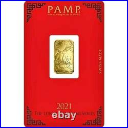2021 Gold 5 Grams Pamp Suisse Lunar Year of the Oxen Bar (New with Assay Card)