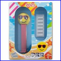 2021 PEZ Chillin Sunglass Emoji Dispenser & 6x 5 g. 999 Silver Wafers 4000 made