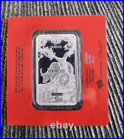 2021 Pamp Suisse Lunar Ox 100gram (3.2oz). 999 Silver Bar in Card-Hard to Find