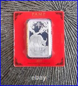 2021 Pamp Suisse Lunar Ox 100gram (3.5oz). 999 Silver Bar in Card-Hard to Find