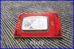 2021 Pamp Suisse Lunar Year Ox 1 oz. 999 Silver Bar in Card Hard to Find