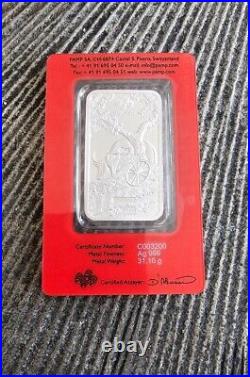 2021 Pamp Suisse Lunar Year Ox 1 oz. 999 Silver Bar in Card Hard to Find