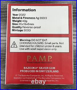 2022 40 Gram. 9999 Fine Silver Pamp Suisse Limited Edition Bazooka Joe Gum
