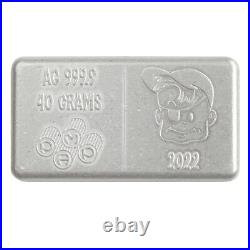 2022 75th Anniversary Bazooka Bubble Gum Shaped 40grams. 9999 Silver Bar PAMP