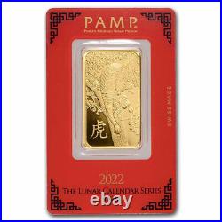 2022 Gold Lunar Tiger 1oz Bar Pamp Suisse Assay