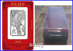 2022 PAMP Suisse 1 oz Silver Lunar Tiger Bar. 999 Fine In Assay Box of 25