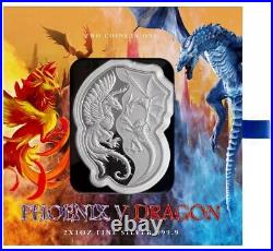 2023 2x1 Oz Silver $4 Solomon Islands Pamp Suisse PHOENIX V DRAGON Coin