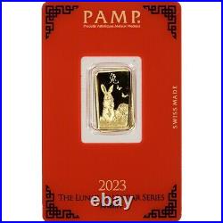 2023 5 Gram Pamp Suisse Lunar Rabbit. 999 Gold Bar in Assay