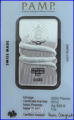 2023 Niue Nature's Grip Sunbeam Snake 1oz Silver Bar PAMP Suisse LOW Serial # 12