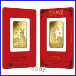 2023 PAMP Lunar Rabbit Gold Minted Bar 1 troy oz 999.9 AU 24K in Assay