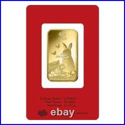 2023 PAMP Lunar Rabbit Gold Minted Bar 1 troy oz 999.9 AU 24K in Assay