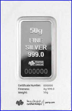 2023 PAMP Suisse 50 Gram Fine Silver Morgan Bar 5000 MINTAGE Serial Number $500