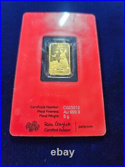 2023 Pamp Suisse Gold Swiss 5 g GRAMS. 9999 BAR SEALED LUNAR RABIT CARD