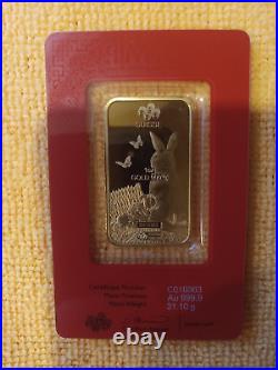 2023, Pamp Suisse, Lunar Year of the Rabbit, 1oz gold bar