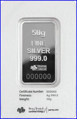 2023 Pamp Suisse Morgan $500 Bill 50g. 999 Silver Bar in Assay Card