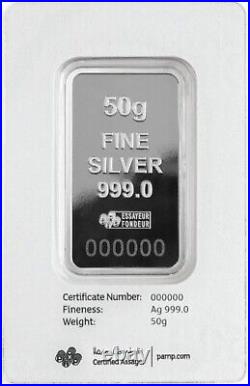 2023 Pamp Suisse Morgan $500 Bill 50g. 999 Silver Bar in Assay Card MIntage 5000