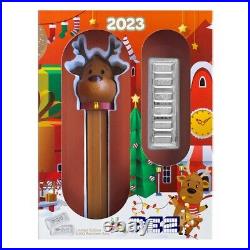 2023 Pez Reindeer PAMP Suisse Silver Wafers & Dispenser Gift Set 30 Grams Silver