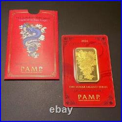 2024 Lunar Legend Azure Dragon 1 oz Gold Bar PAMP Suisse 999.9 Fine in Assay