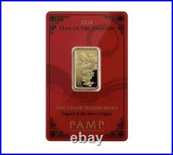 2024 Lunar Year Of Dragon PAMP suisse Gold bar 10 Gram