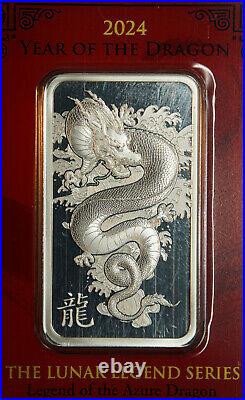 2024 PAMP Suisse Year of the Dragon Lunar Moon 1oz 999 FINE Silver bar C4486