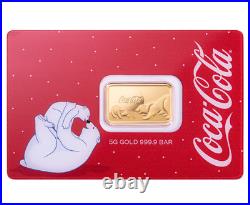 2024 Pamp Coca-Cola Polar Bear Gold Bar 5 gram. 9999 fine in Assay Card