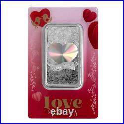 2024 Pamp Love is Precious Heart Holographic 50 Gram Silver Bar In Assay