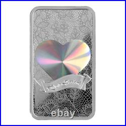 2024 Pamp Love is Precious Heart Holographic 50 Gram Silver Bar In Assay