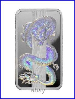 2024 Pamp Suisse Hologram Dragon 50g. 9999 Silver Bar in Assay Card