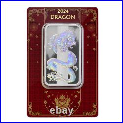 2024 Pamp Suisse Lunar Dragon Hologram 50g Silver Bar with Mintage of 8888