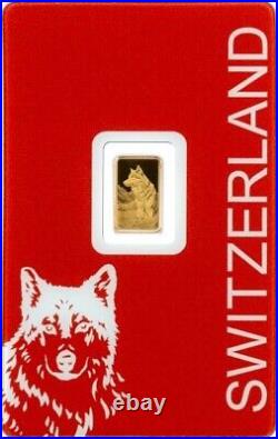 2024 Switzerland PAMP Wolf Fine 1 g Gold Bar 9999 Gold Coin Swiss Fauna Wildlife