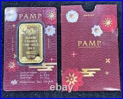 2025 1 oz PAMP Suisse Good Luck Koi Fish Gold Bar. 9999 Fine (in Assay)