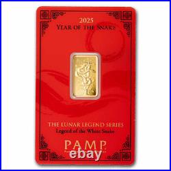 2025 5 gram Gold Bar PAMP Lunar Legends White Snake (In Assay)