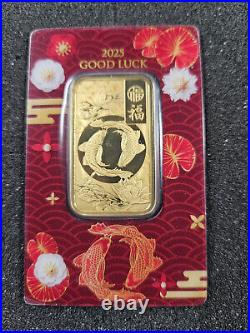 2025 Pamp Suisse Good Luck Koi Fish 1 oz Gold Bar In Assay