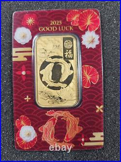 2025 Pamp Suisse Good Luck Koi Fish 1 oz Gold Bar In Assay