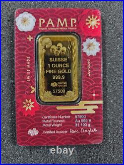 2025 Pamp Suisse Good Luck Koi Fish 1 oz Gold Bar In Assay