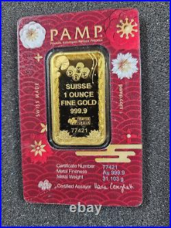 2025 Pamp Suisse Good Luck Koi Fish 1 oz Gold Bar In Assay