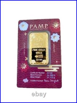 2025 Pamp Suisse Good Luck Koi Fish 1 oz Gold Bar In Assay with Sleeve