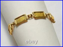 21k Gold, (1 Gram Pamp Suisse. 999 Lady Fortuna) Coin (6 ¾ inch) Bracelet