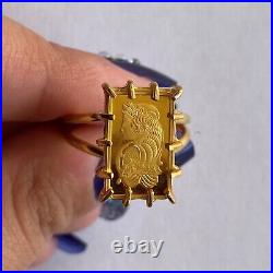 24 K PAMP Suisse Gold Bar Lady Fortuna set in 14k yellow gold setting wire works